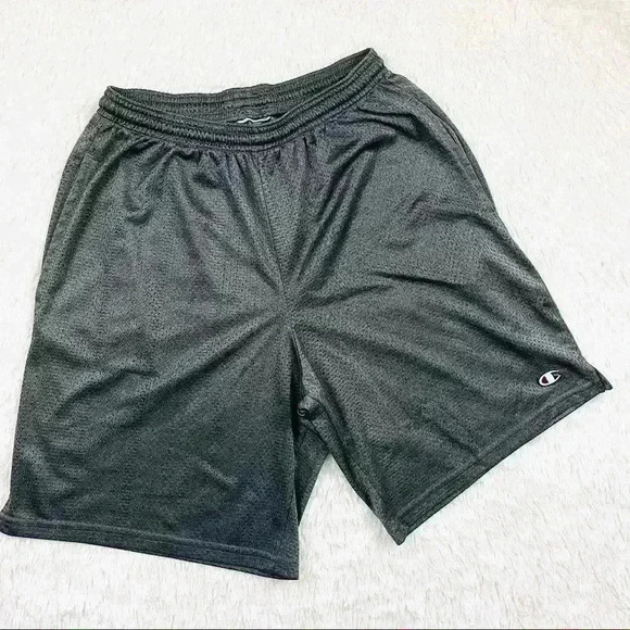Champion Dark Gray Mesh Elastic Drawstring Waist Basketball Athletic Shorts - Picture 4 of 15